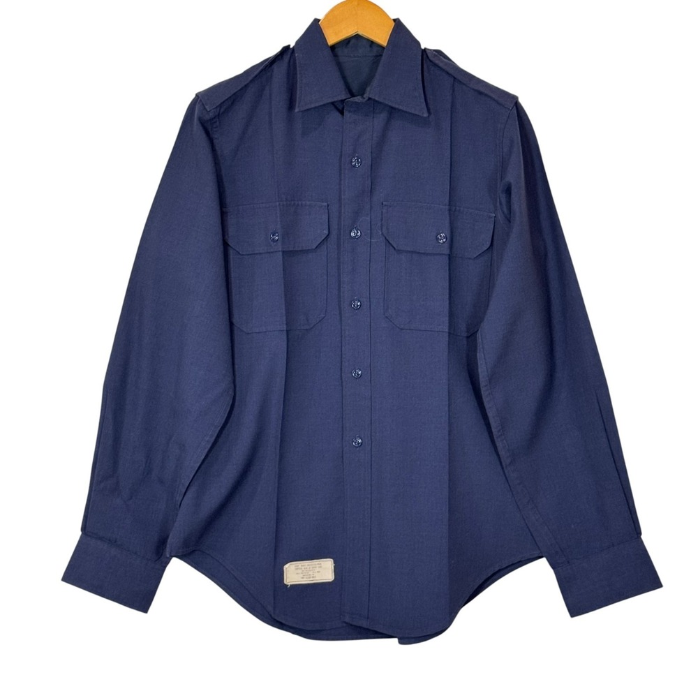 Vintage US‎ Air Force Shirt Adult Medium Blue Creighton Uniform USA 70s No Tag
